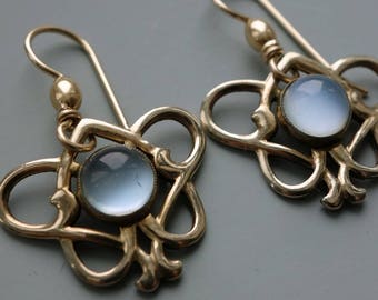 Art Nouveau Moonstone Vermeil Earrings