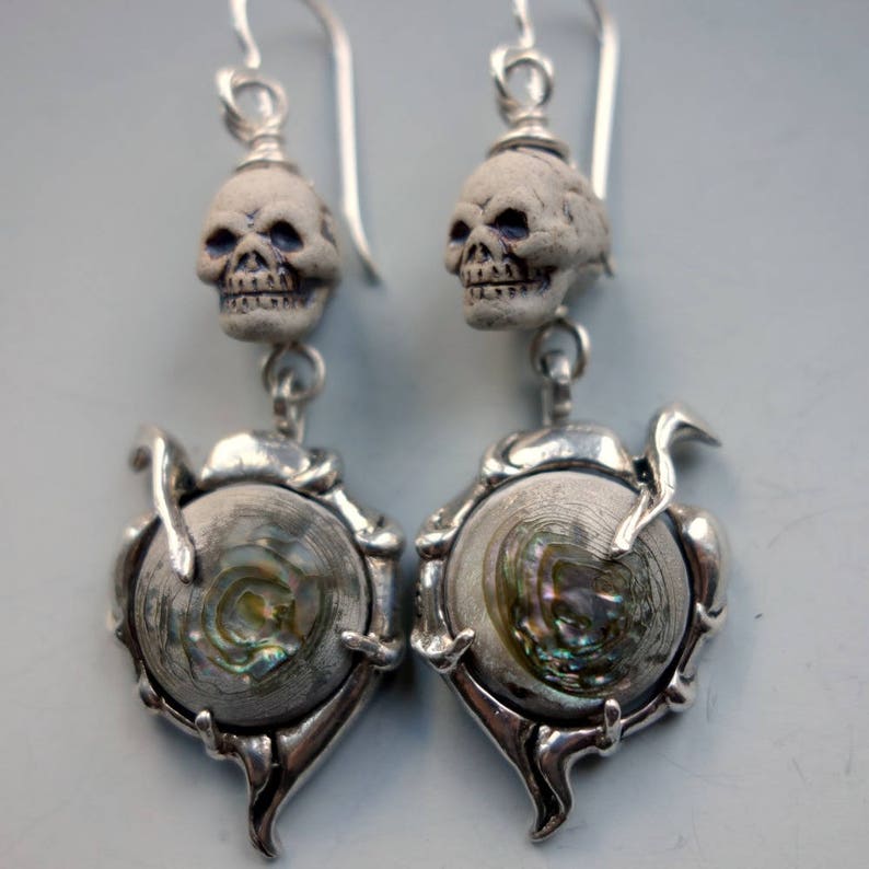 Skull Sterling Abalone Grim Reaper Earrings Bild 8