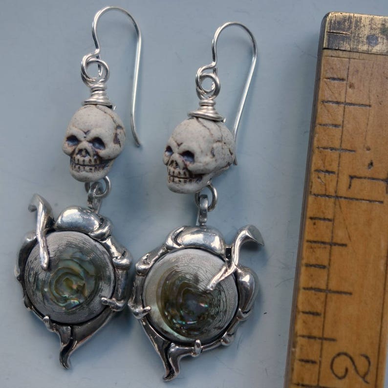 Skull Sterling Abalone Grim Reaper Earrings Bild 7