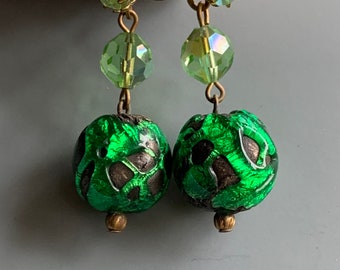 Antique Drizzle Glass Bead Screw Earring