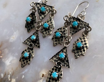 Silver Enamel Hamsa Earrings