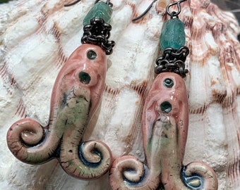 Squid Handmade Ceramic Earrings