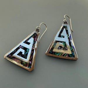 Abalone Sterling Mexico Vintage Earrings