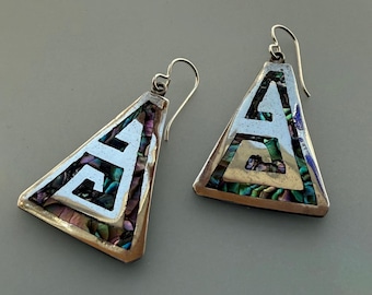 Abalone Sterling Mexico Vintage Earrings