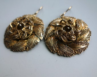 Filigree Sterling Gilt Flower Earrings