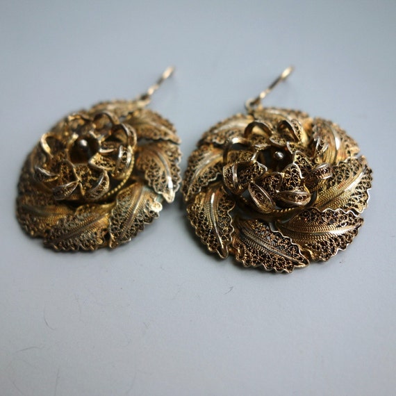 Filigree Sterling Gilt Flower Earrings