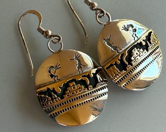 Kokopelli Pueblo Sterling 14k Earrings