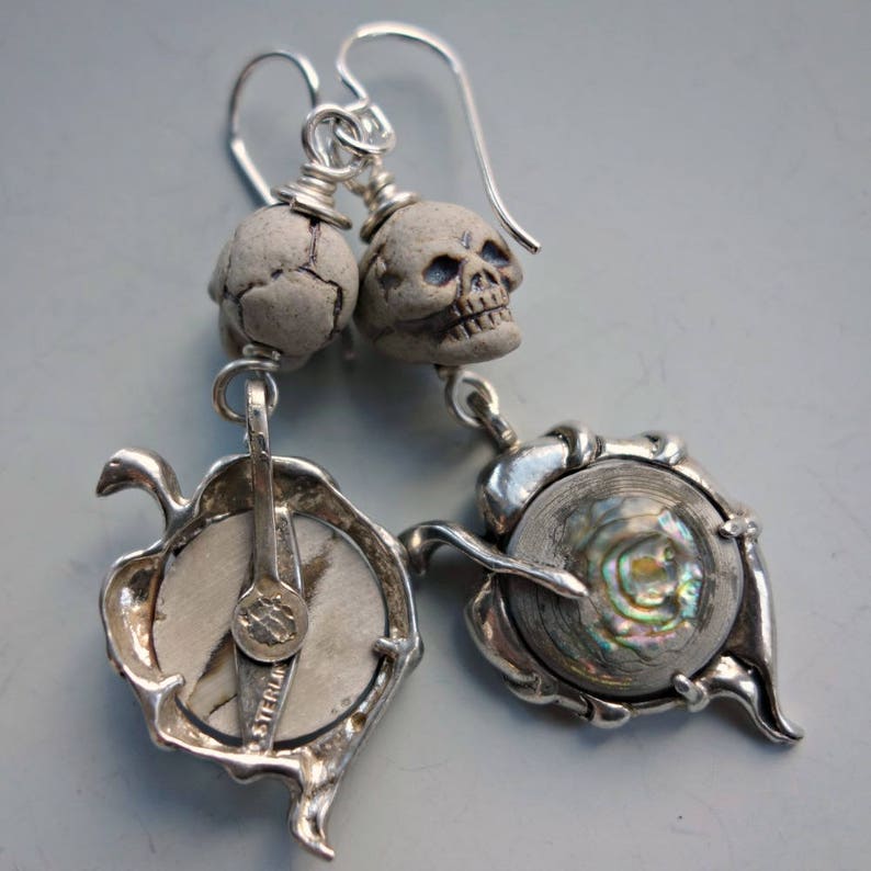 Skull Sterling Abalone Grim Reaper Earrings Bild 5