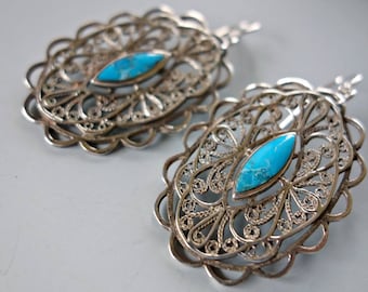 Filigree Turquoise Sterling Earrings