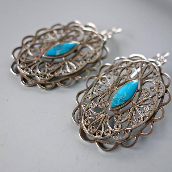 Filigree Turquoise Sterling Earrings