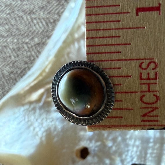 Antique Operculum Sterling Threaded Post Earrings - image 4