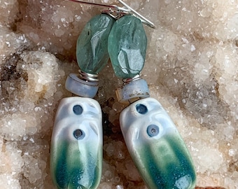 Handmade Clay Aquamarine Earrings