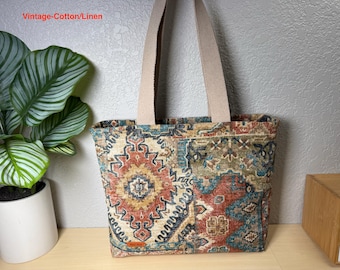 Personalized Zipper Tote Bag, Custom Cotton Work Bag With Pockets