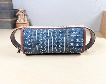 Personalized Quilted Makeup Bag, Embroidered Cotton Cosmetic Pouch, Travel Organizer