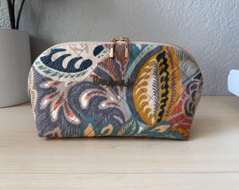 Quilted Makeup Bag, Cosmetic Pouch, Custom Fabric Option, Travel Organizer, Made in USA