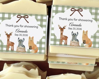 Woodland Baby Shower Favors, Forest Animal Theme Handmade Soap, Woodland Animal Critter Party Guest Gift, Soap Favor Thank You Gifts