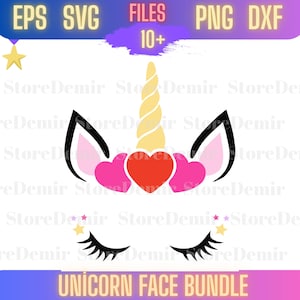 Unicorn Face Svg, Unicorn Png, Unicorn Svg, Unicorn Cut File For Cricut, Unicorn Bundle Svg, Unicorn Birthday Girl, Unicorn Clipart,