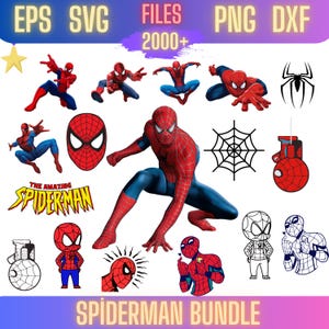 2000+ Spiderman SVG-Bundle, Spiderman PNG-Bundle, Spiderman Kopf, Spiderman Clipart, Spiderman-Schriftart, Spiderman-Schnittdateien für den Circut