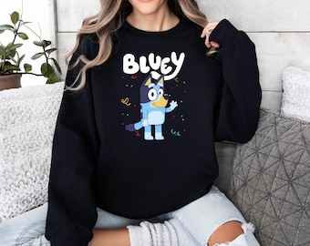 Bluey Sweatshirt, Bluey Character Sweatshirt, Bluey Friends Sweatshirt, Blue Dog Sweatshirt, Bluey and Chilli Gift, Bluey Lover Hoodie
