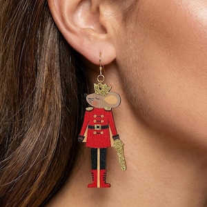 Boucles d'oreilles casse-noisette, roi des souris, bijoux pendants pour Noël, cadeau de ballet casse-noisette