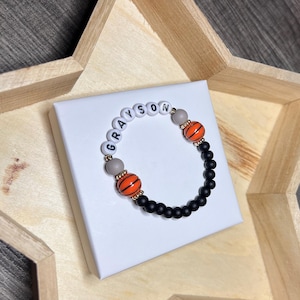 Custom Basketball Bracelet | Personalized Basketball Bracelet Set | Basketball Gift for Women | Basketball Team Bracelet |  Sports Bracelet