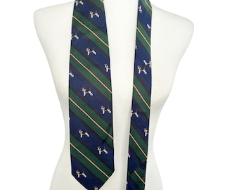 VTG Polo Ralph Lauren Silk Novelty Tie Terrier Dog Town & Country Prep School