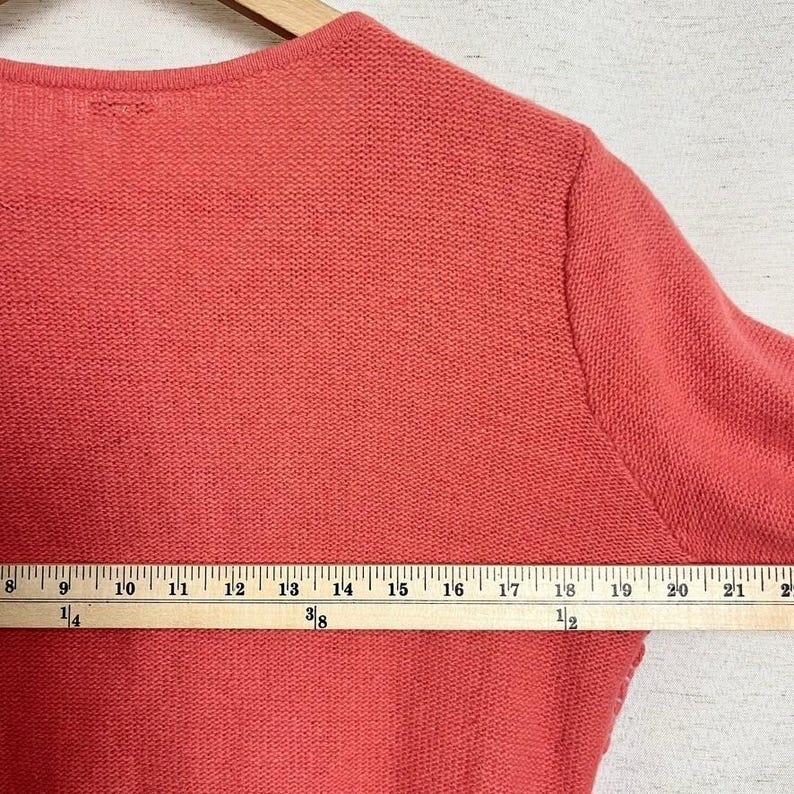 Free People Cardigan Sz M Coral Pink Beaded Rhinestone Wool angora soft girl image 6