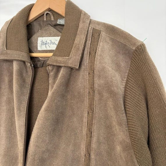 VTG Mister Marr Suede Knit Bomber Jacket L Brown Leather Desert Revival Cowgirl View 4