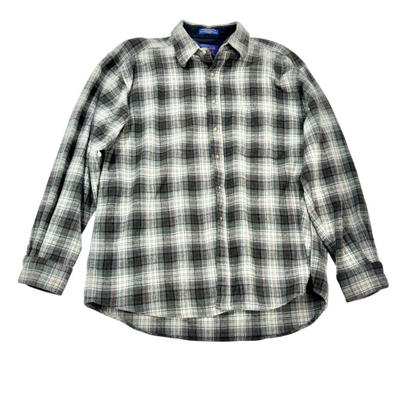 VTG Pendleton Mens XL Pure Virgin Wool Plaid Button Up Flannel Shirt Lumberjack image 1