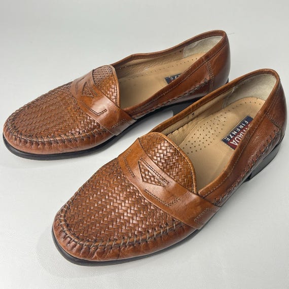 Vero Cuoio Basket Weave Italian Leather Penny Loafers Brown  display picture 3