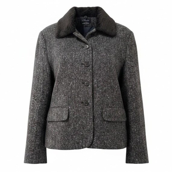 Alanni Donnybrook Brown Wool Tweed Jacket Faux Fur Collar Equestrian Heritage