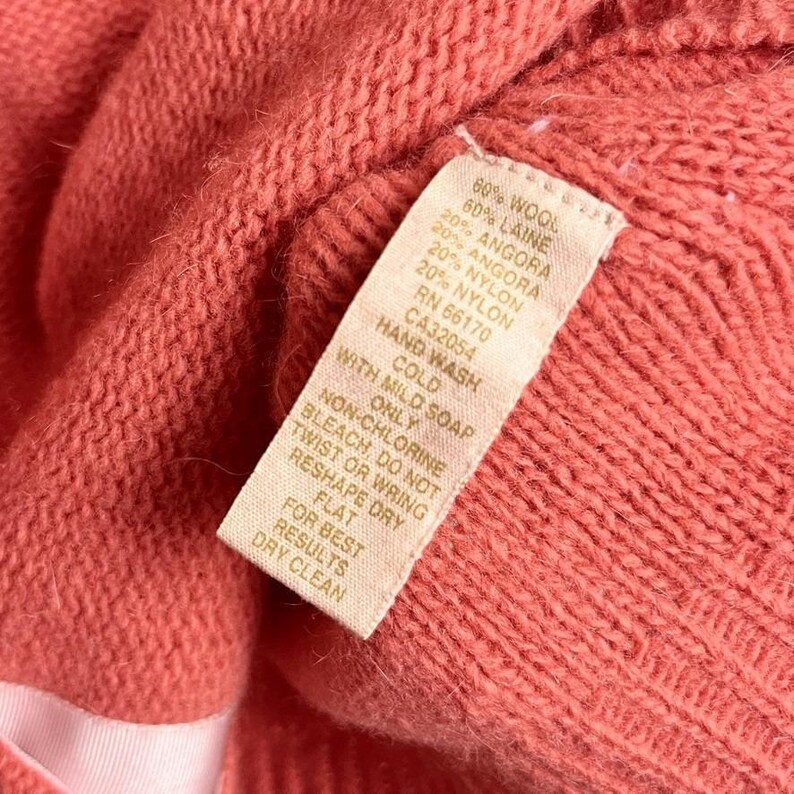 Free People Cardigan Sz M Coral Pink Beaded Rhinestone Wool angora soft girl image 4