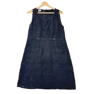 Collection VTG Johnny Was - Robe sans manches brodée en lin noir Minimalisme M image 1