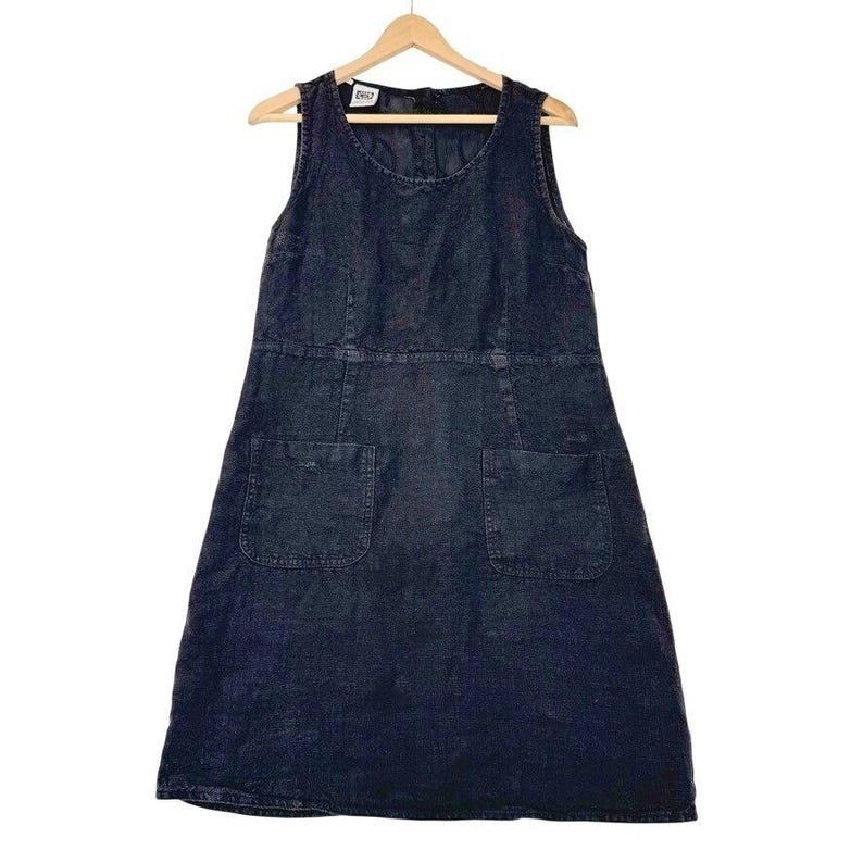 Collection VTG Johnny Was - Robe sans manches brodée en lin noir Minimalisme M image 1