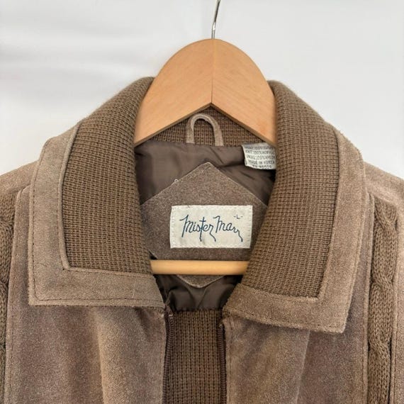 VTG Mister Marr Suede Knit Bomber Jacket L Brown Leather Desert Revival Cowgirl View 2