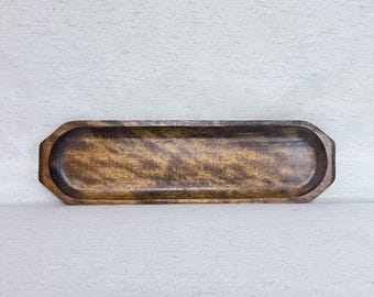 Vintage Wooden Serving Tray | Rustic Wood Catchall | Mid-Century Style