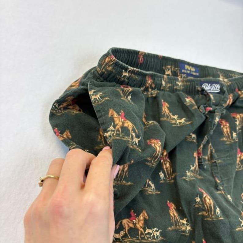 Polo Ralph Lauren Hunter & Dog Print Flannel Pajama Pants Equestrian Sleepwear image 6