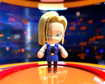 Chibi Android 18 Figurine – Hand Painted Dragon Ball Fan Art – Eco-Friendly Resin Collectible