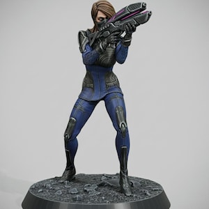 Miniatura de Ashley / Resina impresa en 3D / Sin pintar / Inspirada en Mass Effect / Miniatura de mesa personalizada