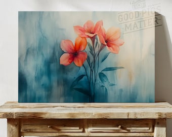Canvas Wall Art Flowers Watercolor Painting, Country Cottage Home Decor Print Rustic Wall Art Farmhouse Art | Canvas Print 5-10