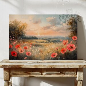 Canvas Wall Art Countryside Flowers Vintage Painting, Cottage Home Decor Print Rustic Wall Art Modern Farmhouse Art | Canvas Print 4-28