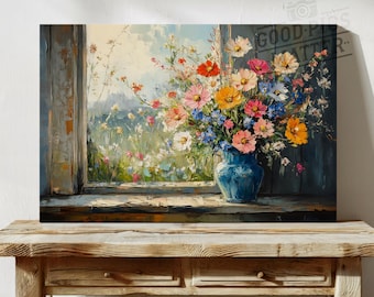Canvas Wall Art Franse landelijke vintage schilderkunst, Frans landhuis Home Decor Print rustieke muurkunst boerderij kunst | Canvasafdruk 5-3