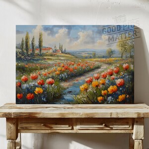 Canvas Wall Art Wildflower Countryside Vintage Painting, Country Cottage Home Decor Print Rustic Wall Art Farmhouse Art | Canvas Print 4.20