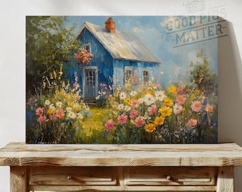 Canvas Wall Art Country Farmhouse Vintage Painting, French Country Cottage Home Decor Print Rustic Wall Art Farmhouse Art | Canvas Print 5-7