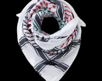 Palestine Scarf, Traditional Cotton Kufiyah with Tassels, Arab Style Headscarf, Free Palestine Gift