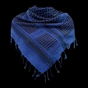 Blue & Black Palestine Keffiyeh Scarf | 110cm Traditional Cotton Kufiyah with Tassels | Unisex Islamic Gift for Him | Palestine Shemagh