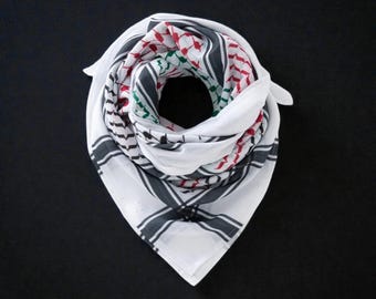 Palestinian Keffiyeh Scarf: Shemagh Desert Scarf, Neck Head Wrap for Men's, Cotton Keffiyeh Arabic Bag Tactical Gear