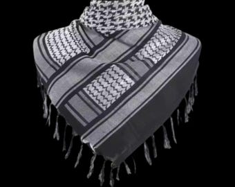 Palestinian Keffiyeh Scarf for Men, Arab Shemagh Square Cotton Head Wrap