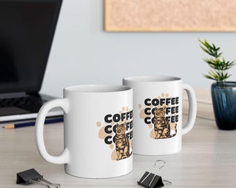 Kaffeälskares keramiska mugg med söt kattdesign, perfekt present till kattägare, kaffeentusiaster, djurälskare, födelsedagar, heminredning, nöje