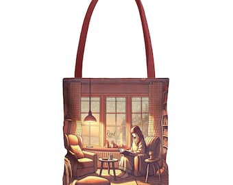 Lofi bokälskare tygväska, läsentusiastpresent, litterär bärväska, mysig bokväska, bibliotekstygväska i canvas, bibliofilpresent